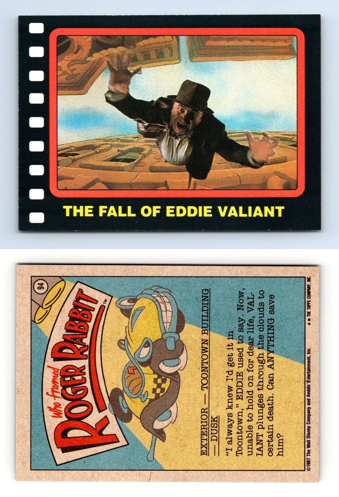 Fall Of Eddie Valiant #94 Who Framed Roger Rabbit 1987 Topps Trading Card