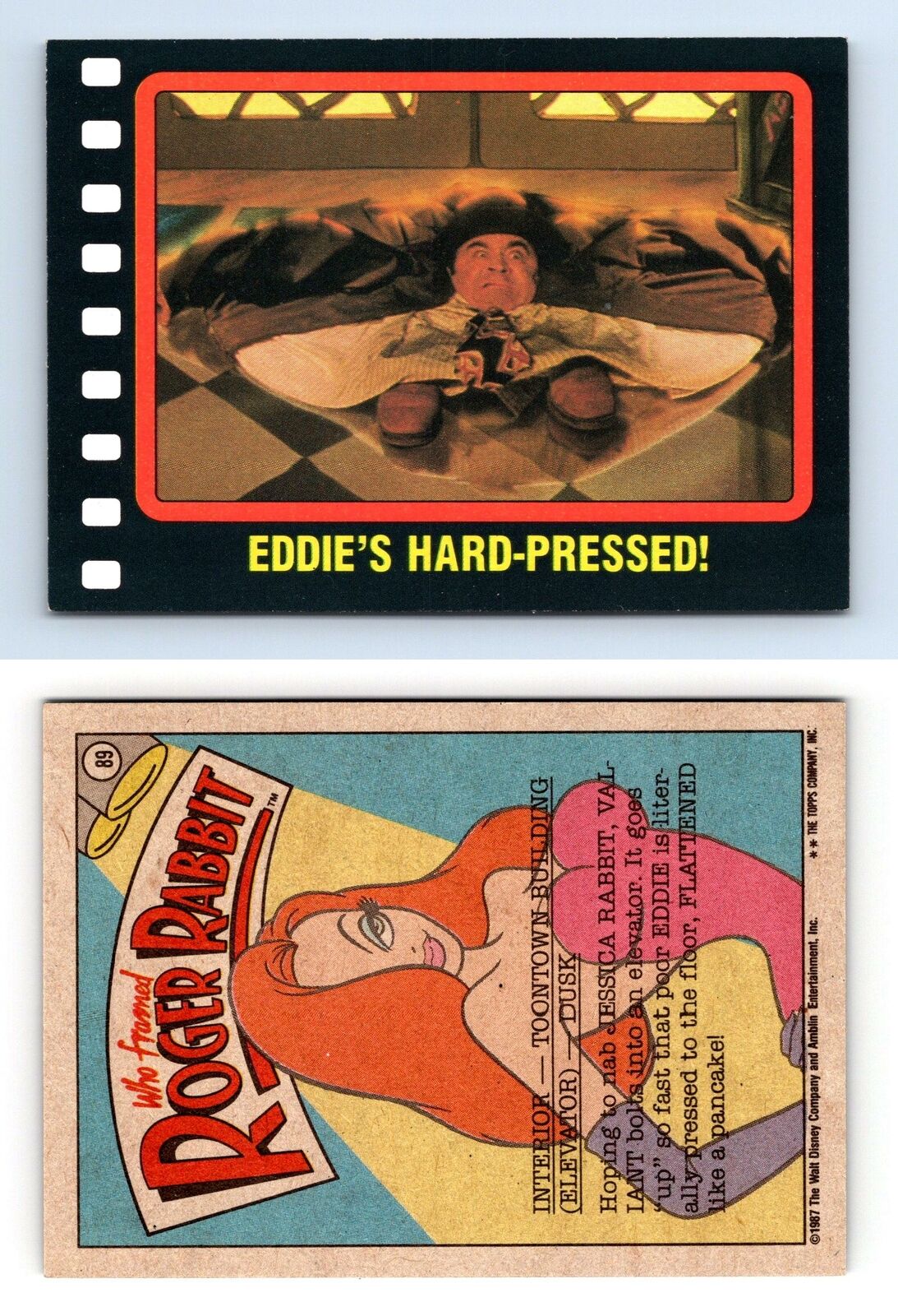Eddie's Hard-Pressed #89 Who Framed Roger Rabbit 1987 Topps Trading Card