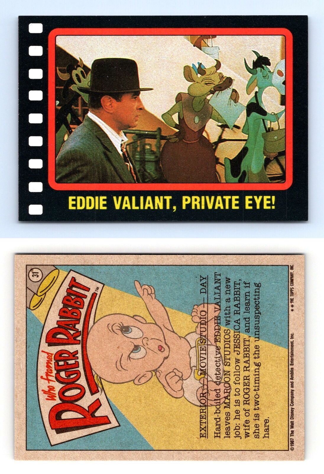 Eddie Valiant, Private Eye #31 Who Framed Roger Rabbit 1987 Topps Trading Card
