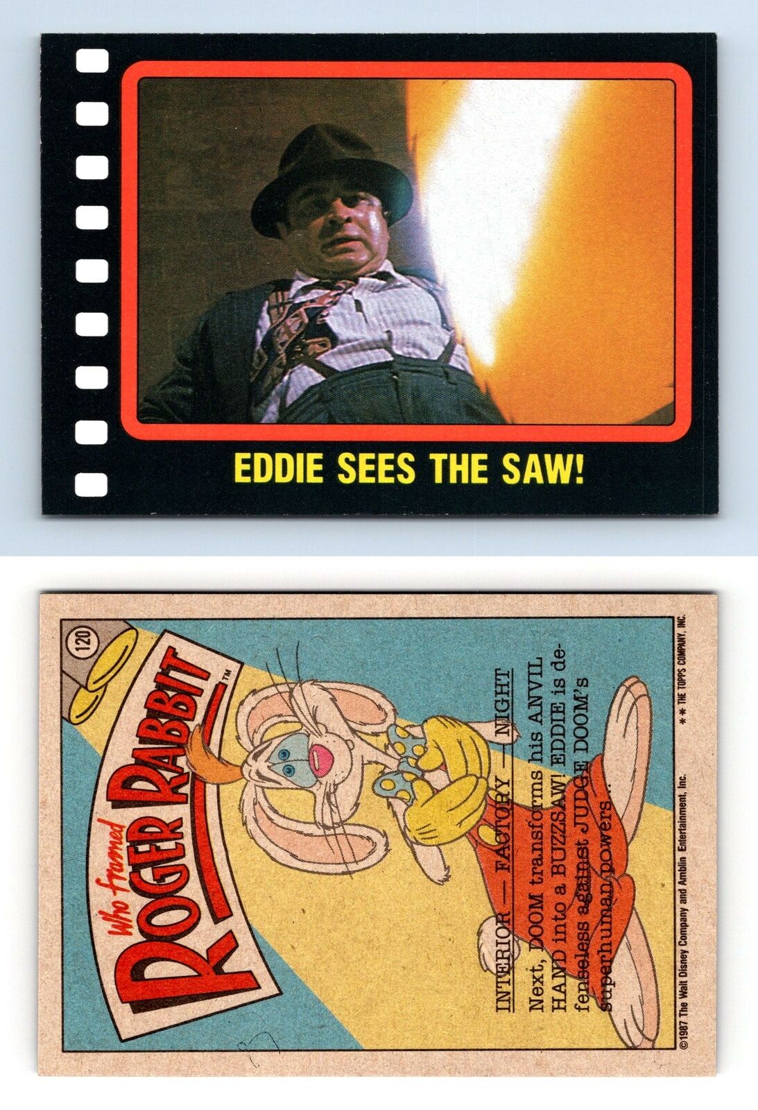 Eddie Sees The Saw #120 Who Framed Roger Rabbit 1987 Topps Trading Card