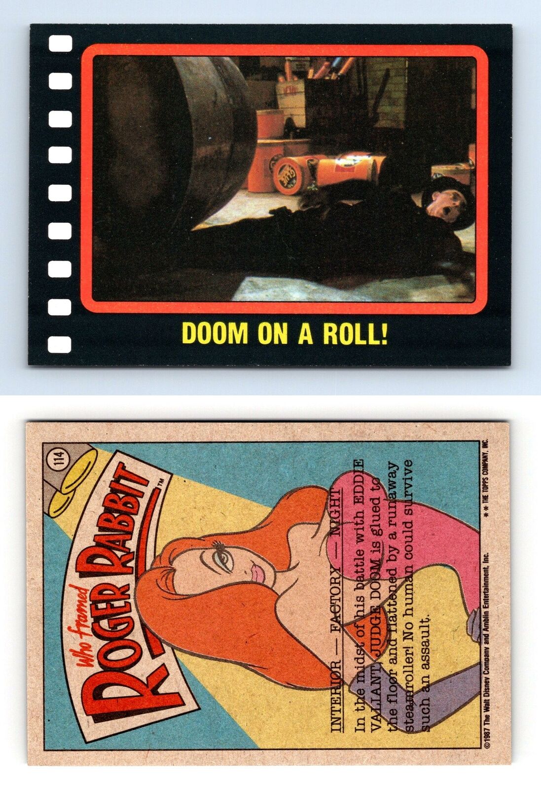 Doom On A Roll #114 Who Framed Roger Rabbit 1987 Topps Trading Card