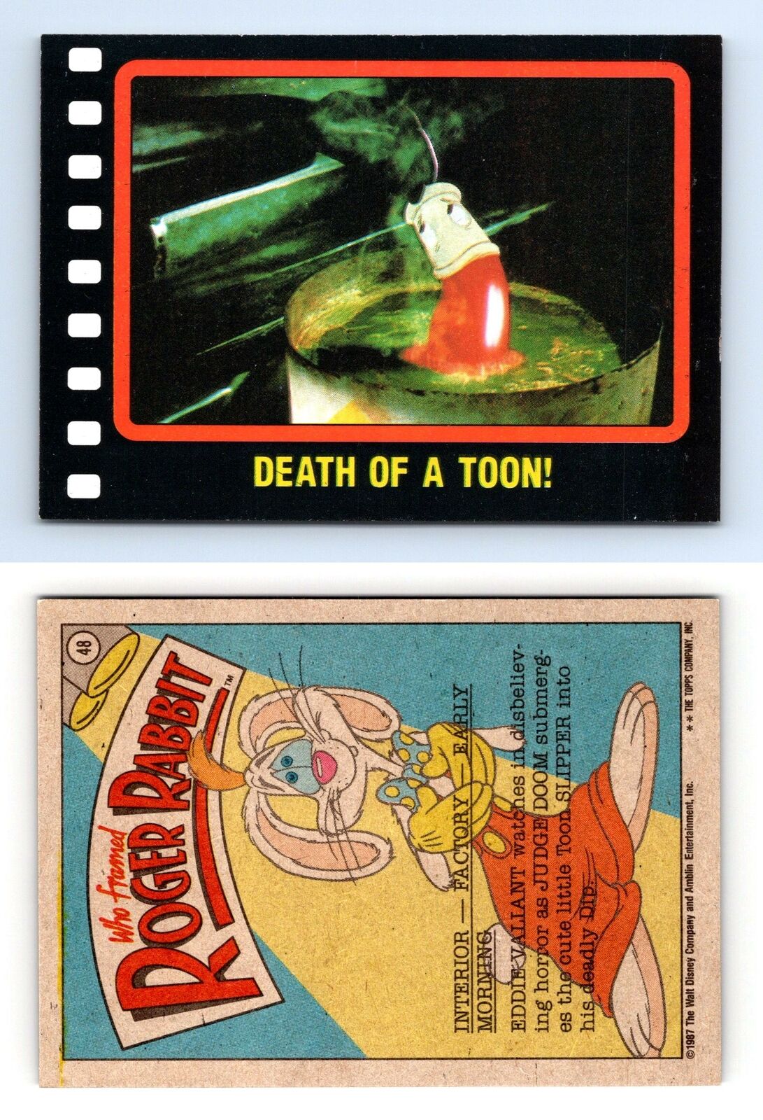 Death Of A Toon #48 Who Framed Roger Rabbit 1987 Topps Trading Card