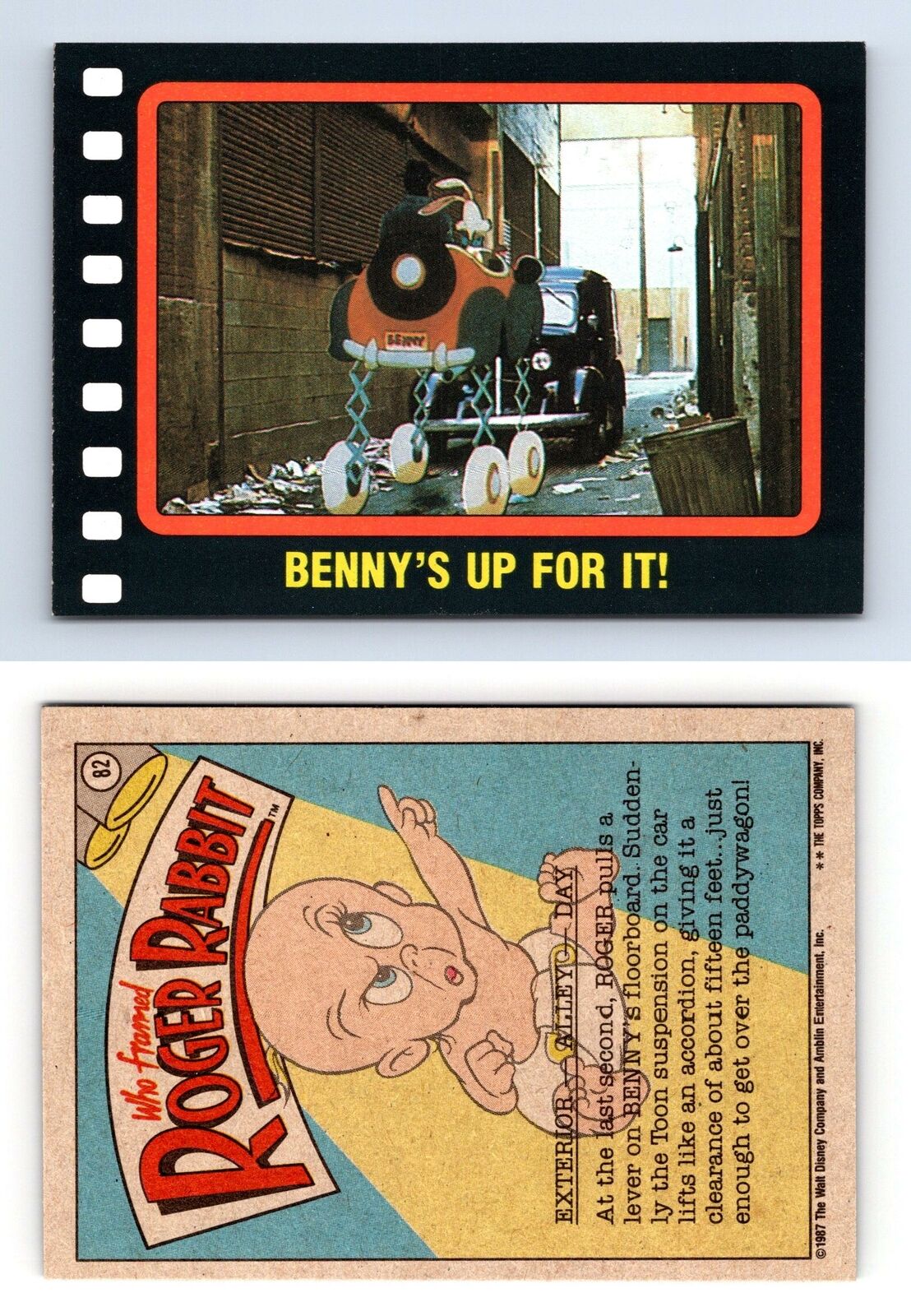 Benny's Up For It! #82 Who Framed Roger Rabbit 1987 Topps Trading Card