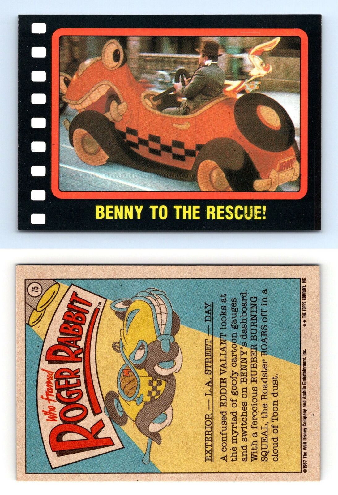 Benny To The Rescue #75 Who Framed Roger Rabbit 1987 Topps Trading Card