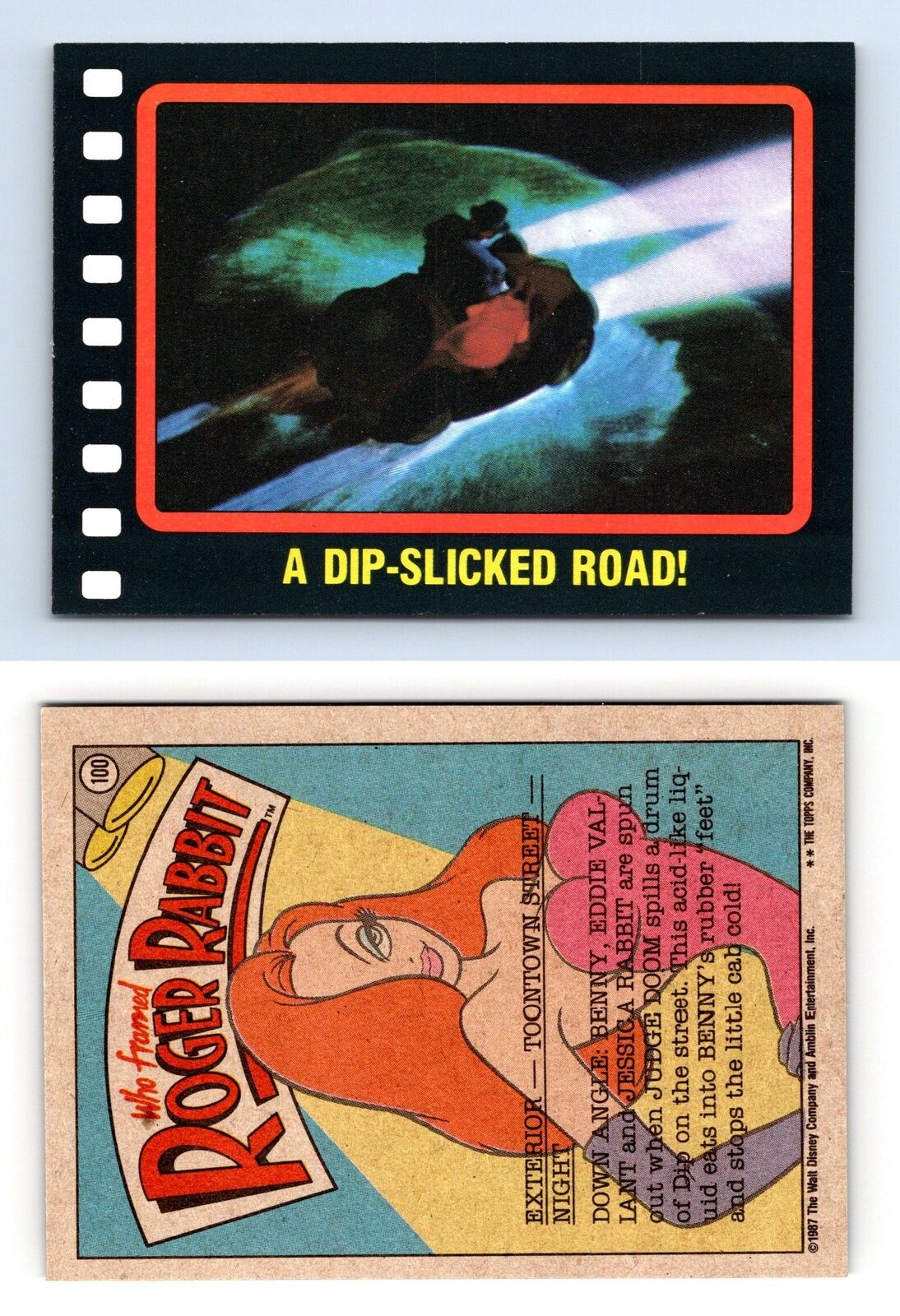 A Dip-Slicked Road #100 Who Framed Roger Rabbit 1987 Topps Trading Card