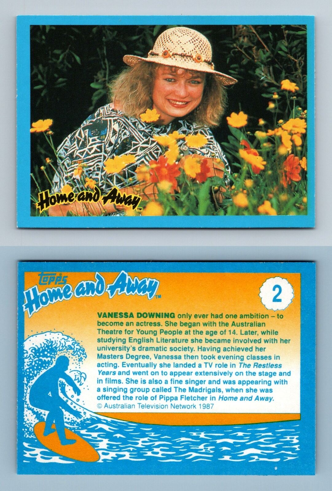 Vanessa Downing - Pippa Fletcher #2 Home & Away 1987 Topps Trading Card