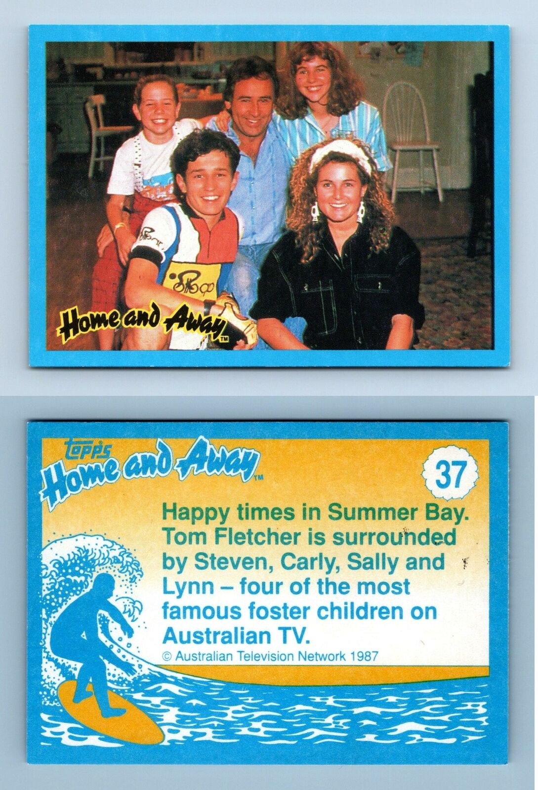 Tom, Steven, Carly, Sally & Lynn #37 Home & Away 1987 Topps Trading Card