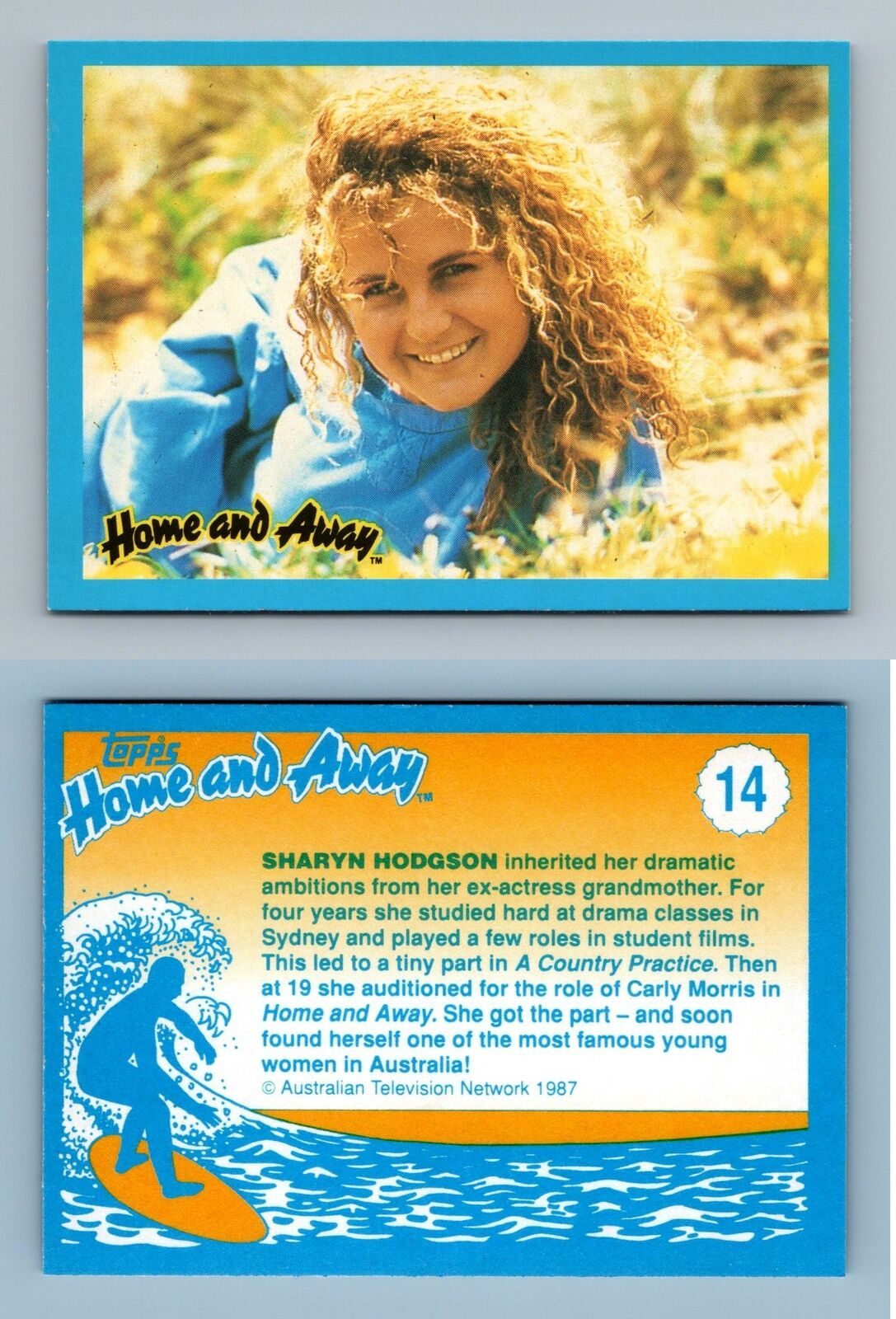 Sharyn Hodgson - Carly Morris #14 Home & Away 1987 Topps Trading Card