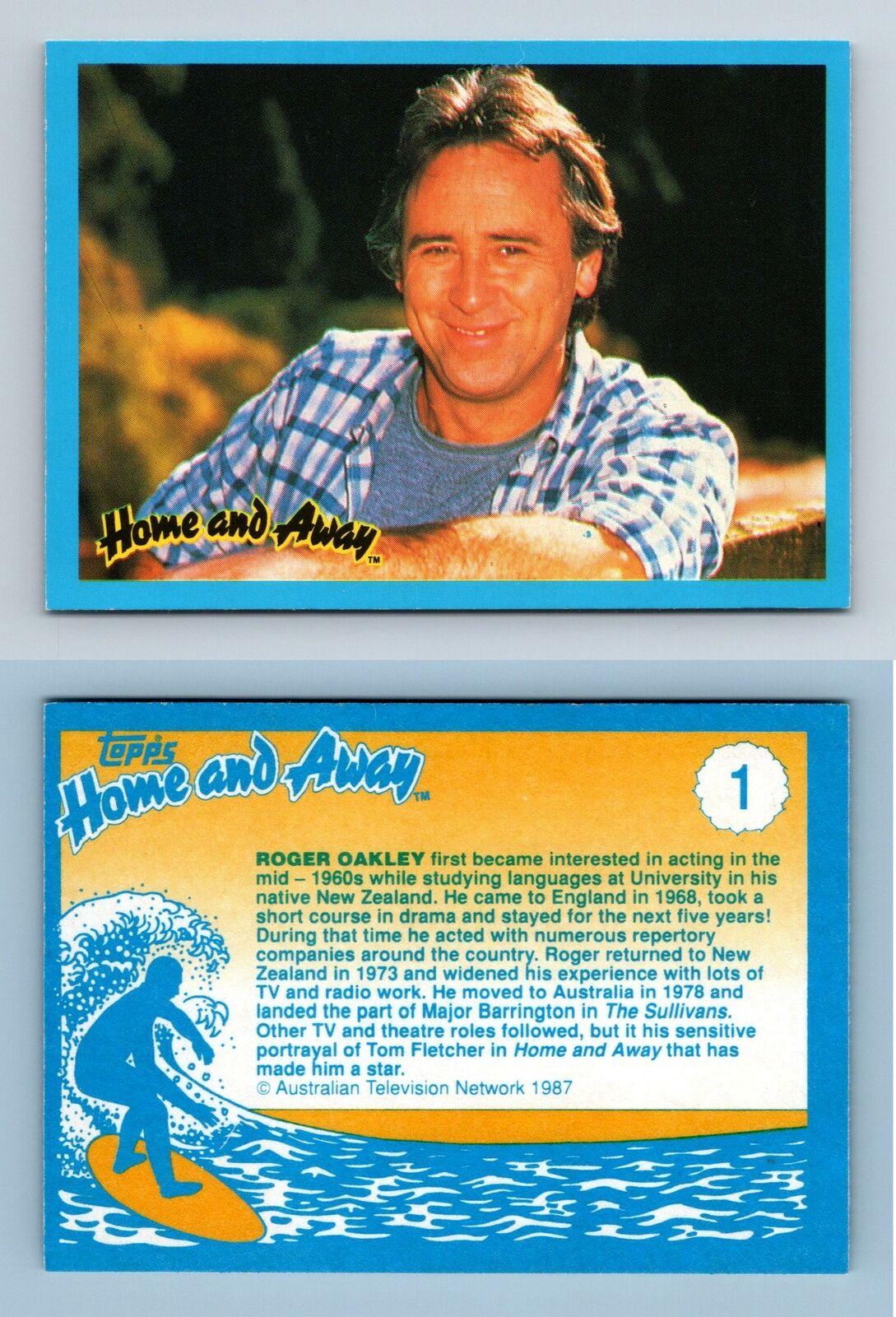 Roger Oakley - Tom Fletcher #1 Home & Away 1987 Topps Trading Card