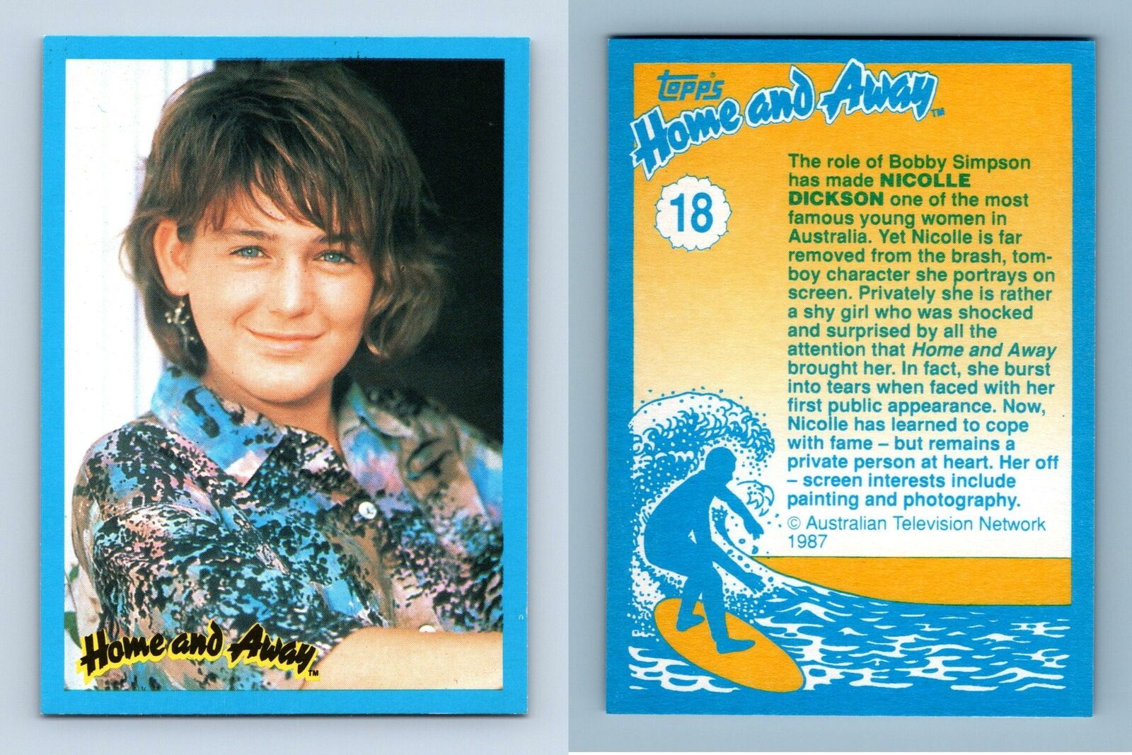 Nicolle Dickson - Bobby Simpson #18 Home & Away 1987 Topps Trading Card