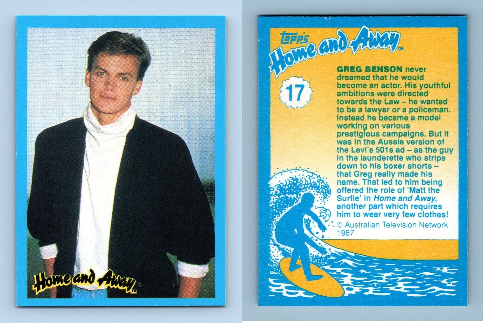Greg Benson - Matt Wilson #17 Home & Away 1987 Topps Trading Card