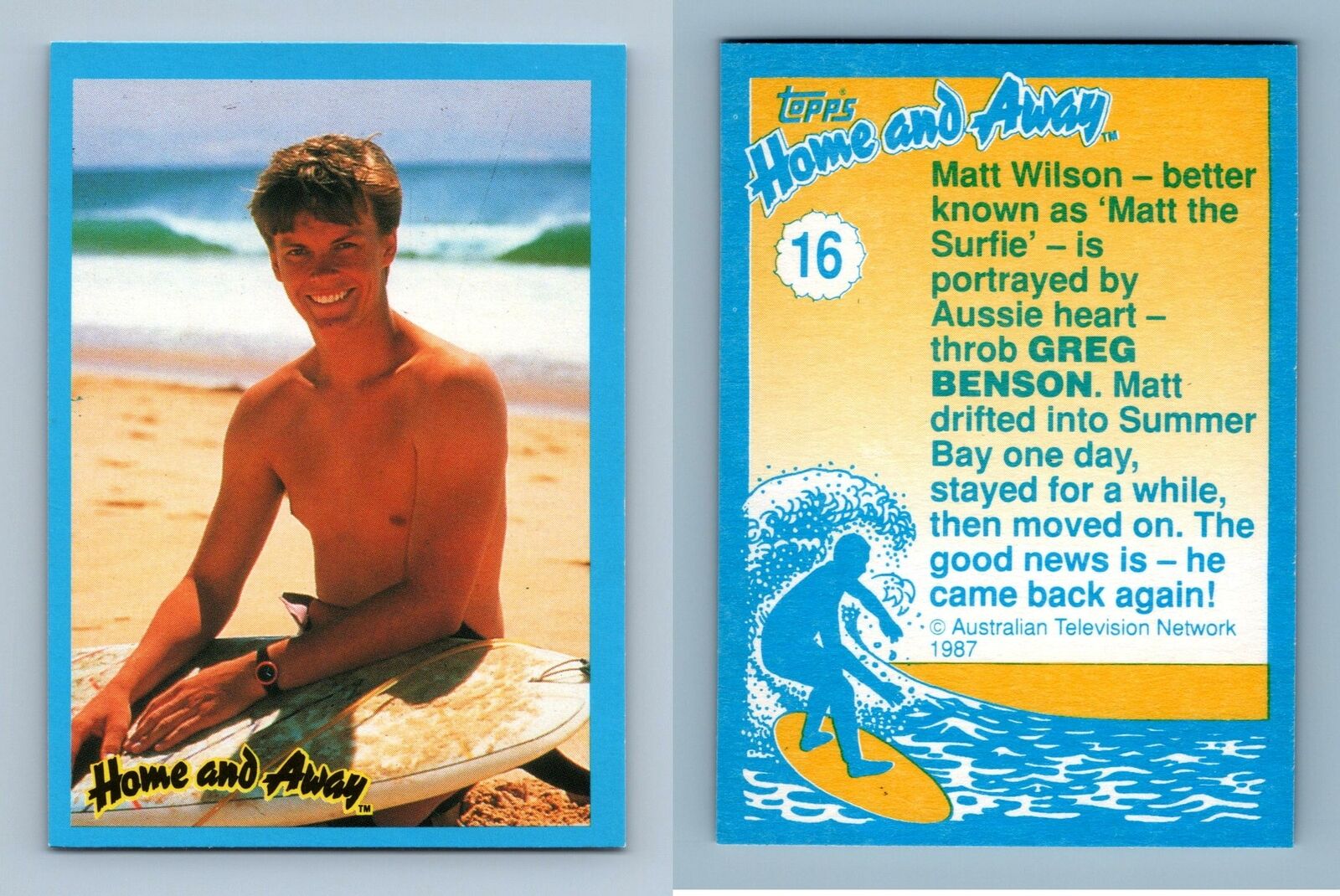Greg Benson - Matt Wilson #16 Home & Away 1987 Topps Trading Card