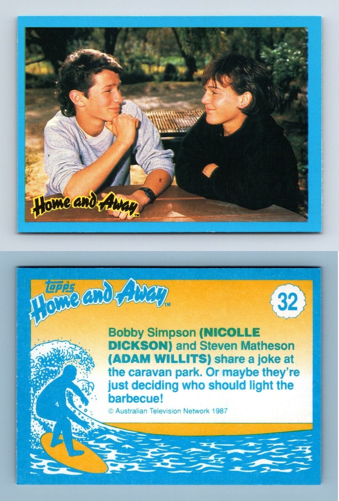 Bobby & Steven Share A Joke #32 Home & Away 1987 Topps Trading Card