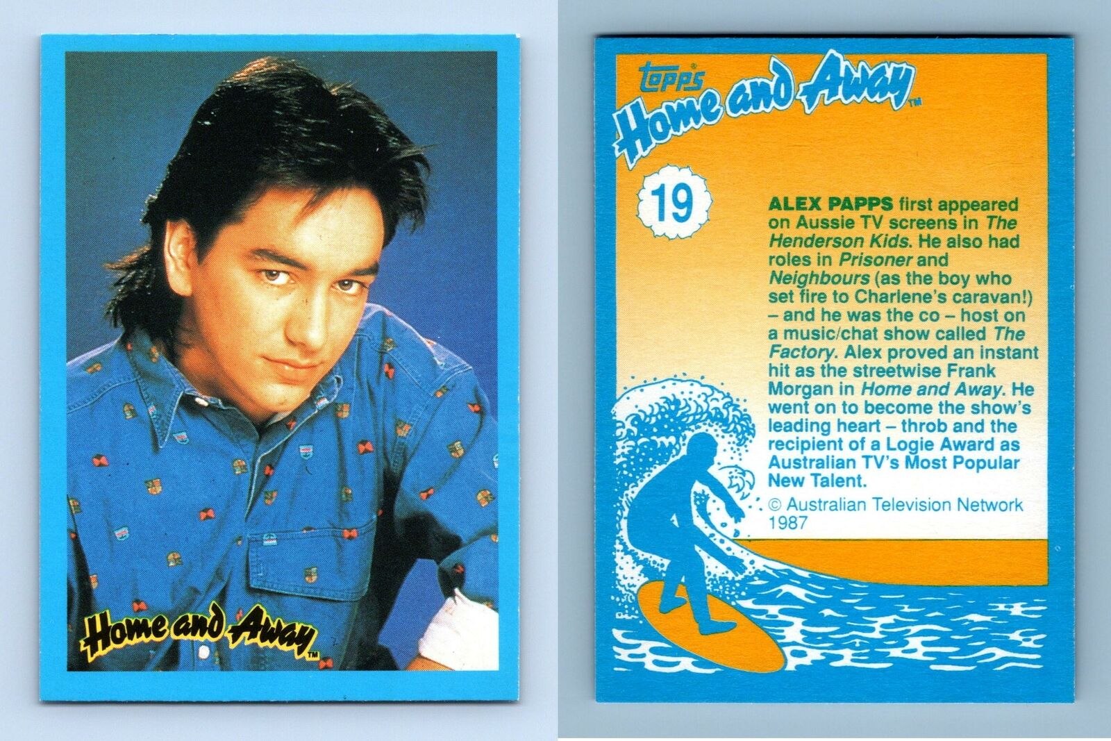 Alex Papps - Frank Morgan #19 Home & Away 1987 Topps Trading Card