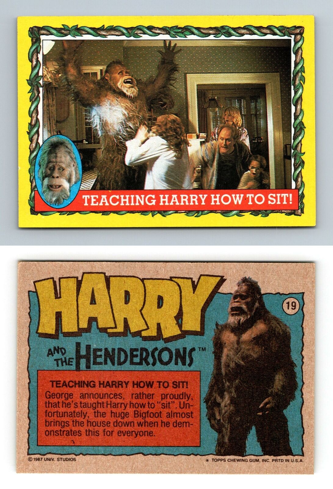 How To Sit #19 Harry & The Hendersons 1987 Topps Trading Card