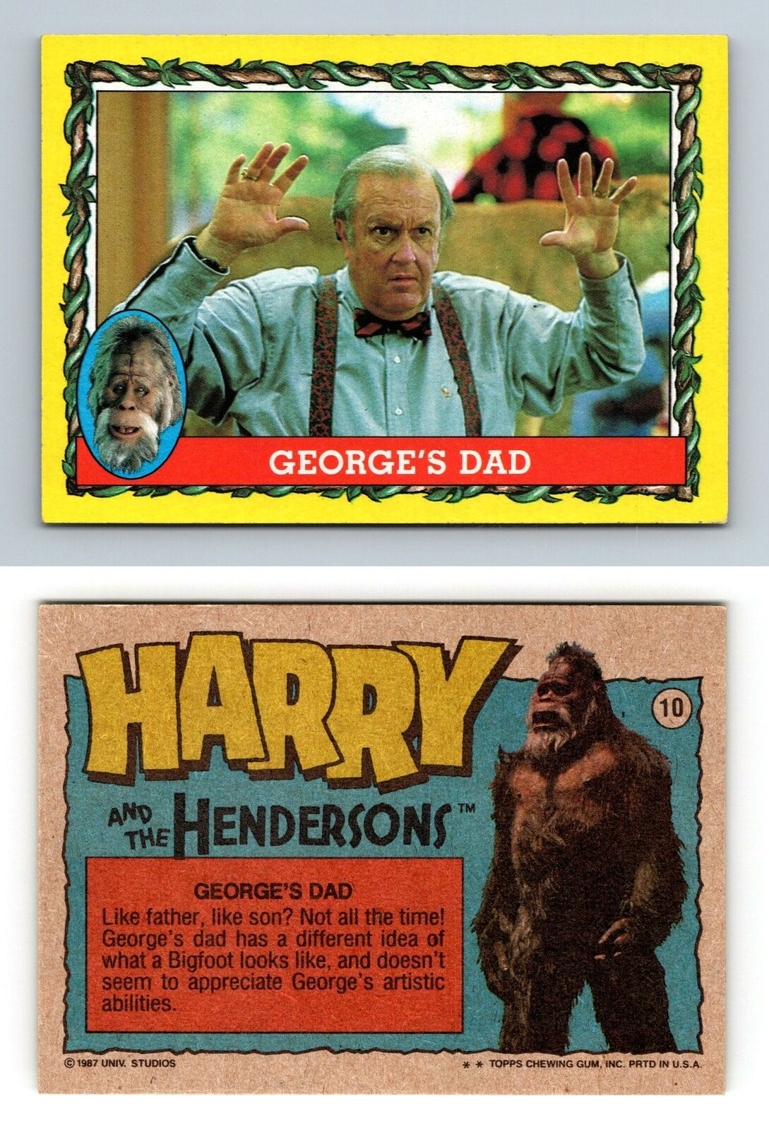 George's Dad #10 Harry & The Hendersons 1987 Topps Trading Card