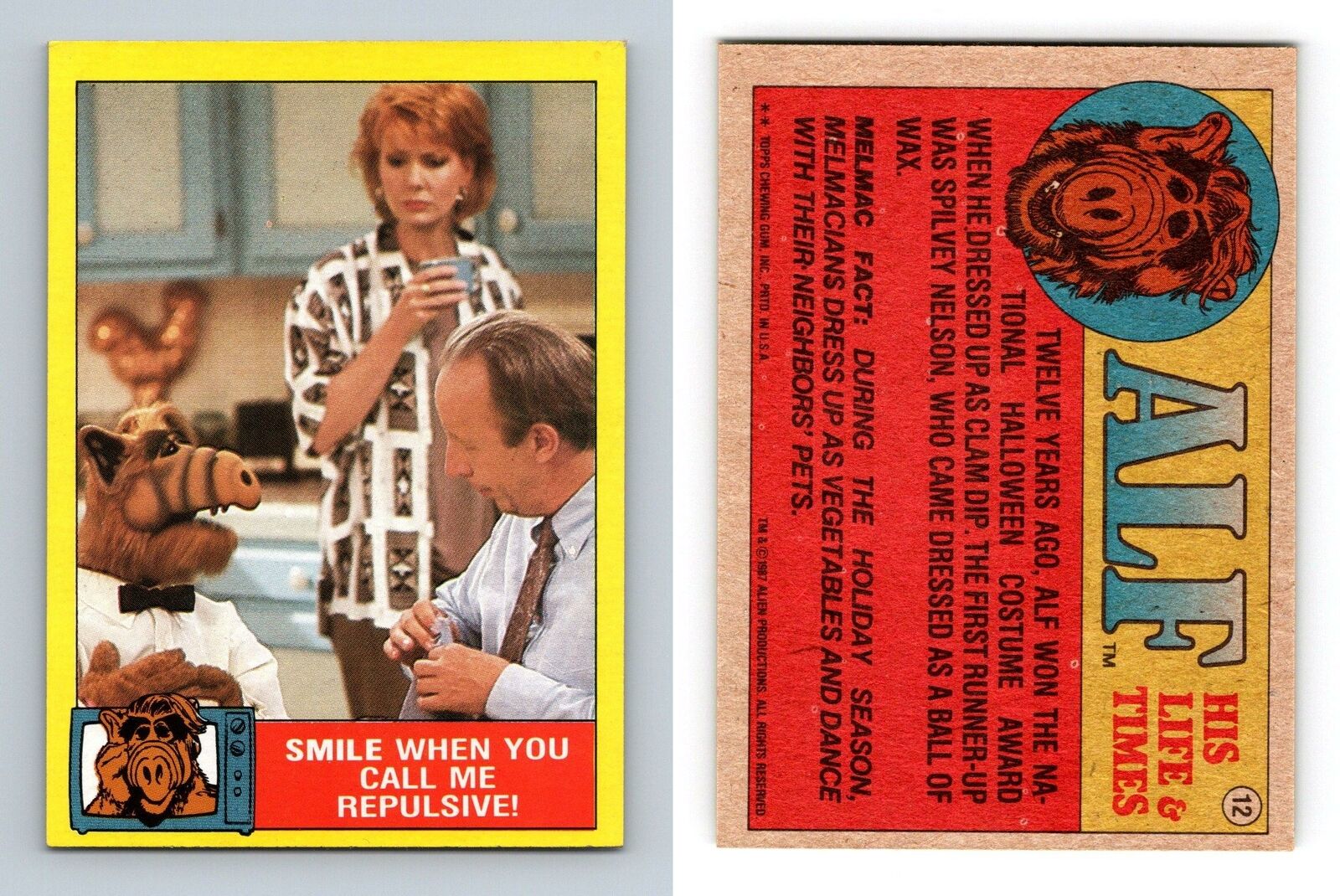 Smile When You Call Me Repulsive #12 Alf 1987 Topps Large Trading Card