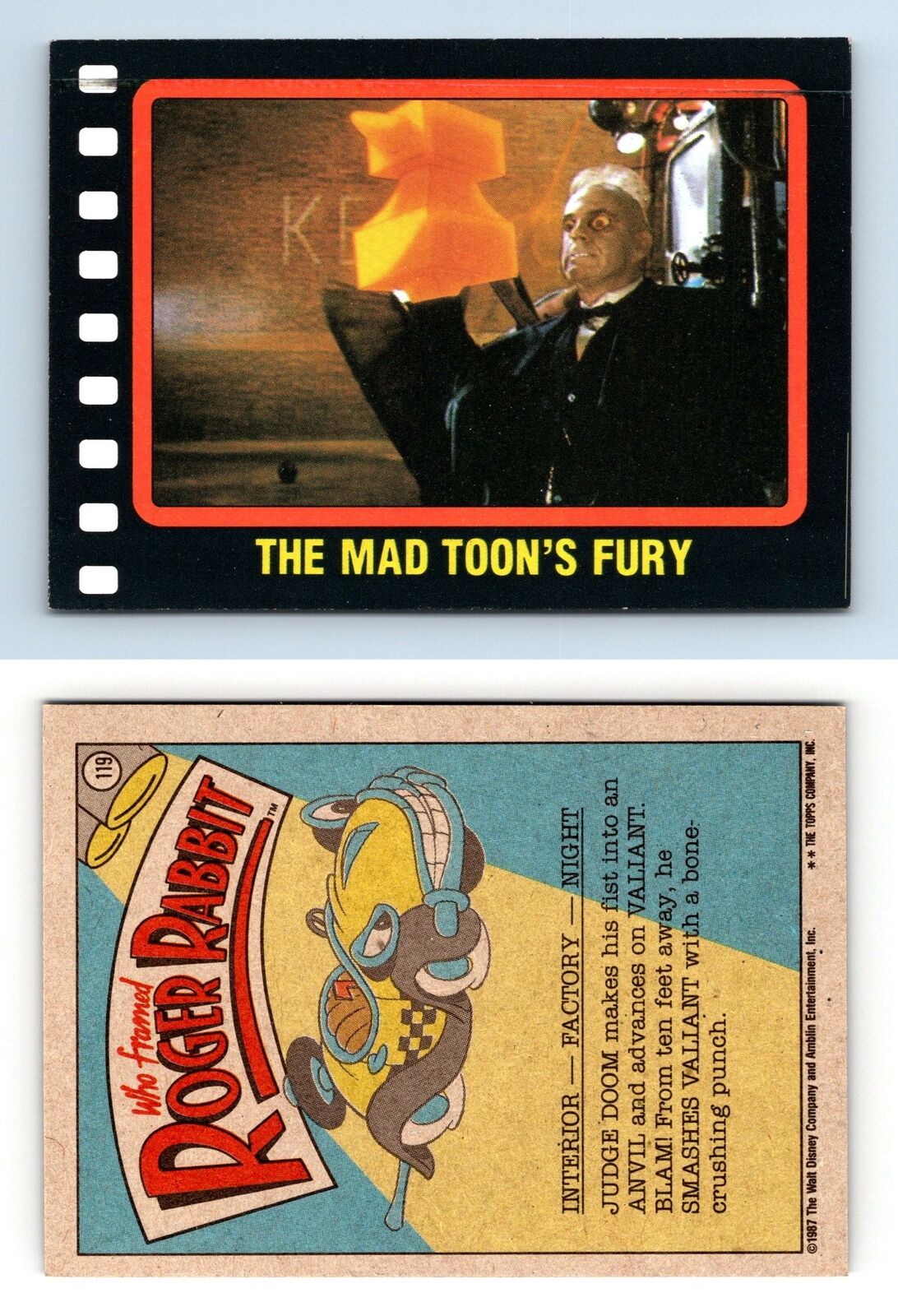 The Mad Toon's Fury #119 Who Framed Roger Rabbit 1987 Topps Trading Card