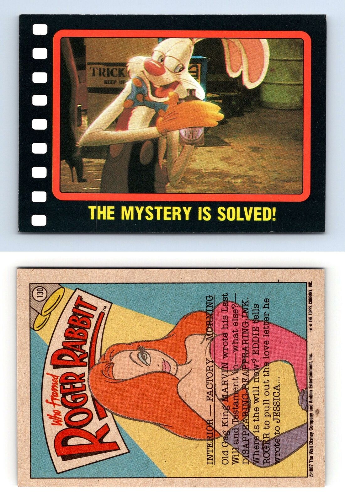 The Mystery Is Solved #130 Who Framed Roger Rabbit 1987 Topps Trading Card