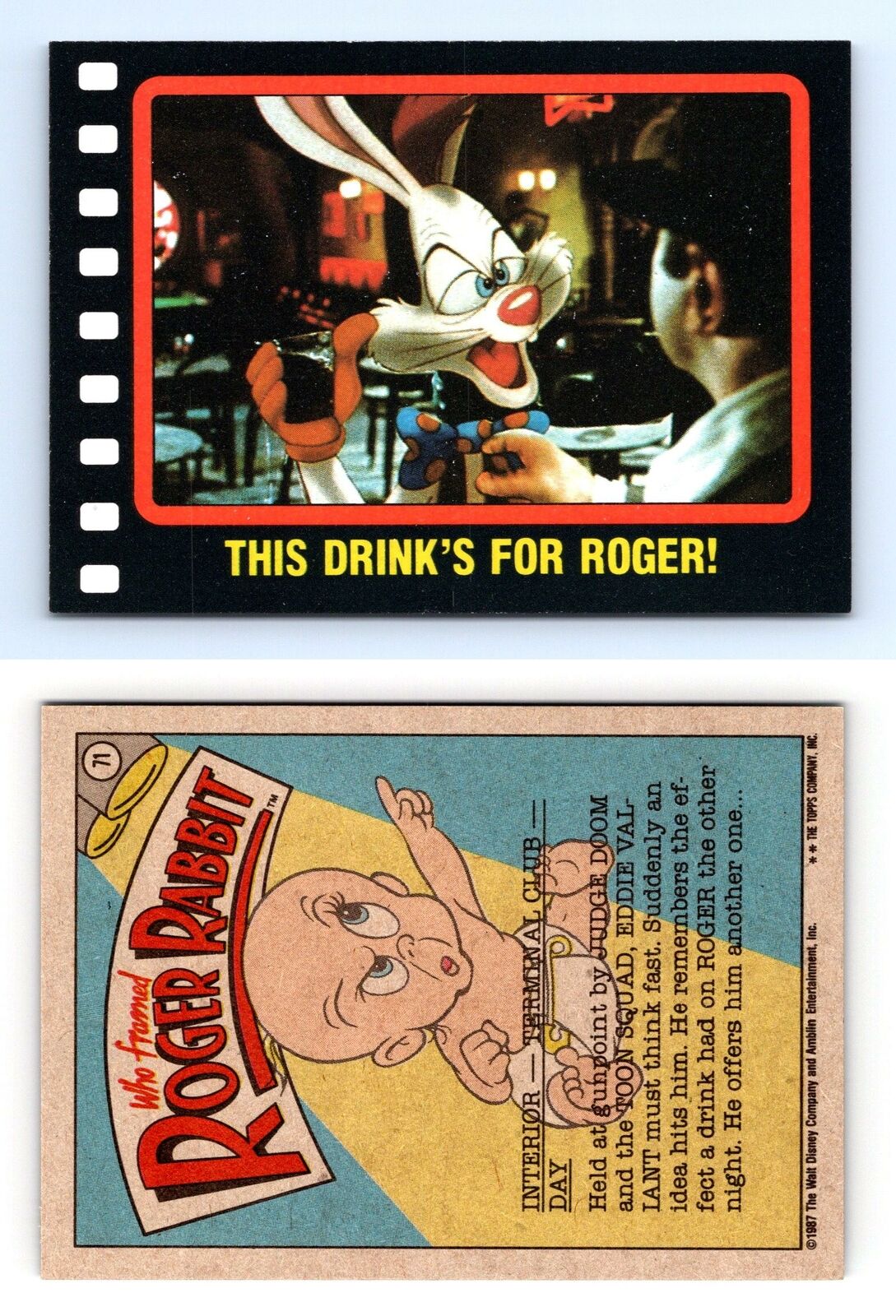 This Drink's For Roger! #71 Who Framed Roger Rabbit 1987 Topps Trading Card