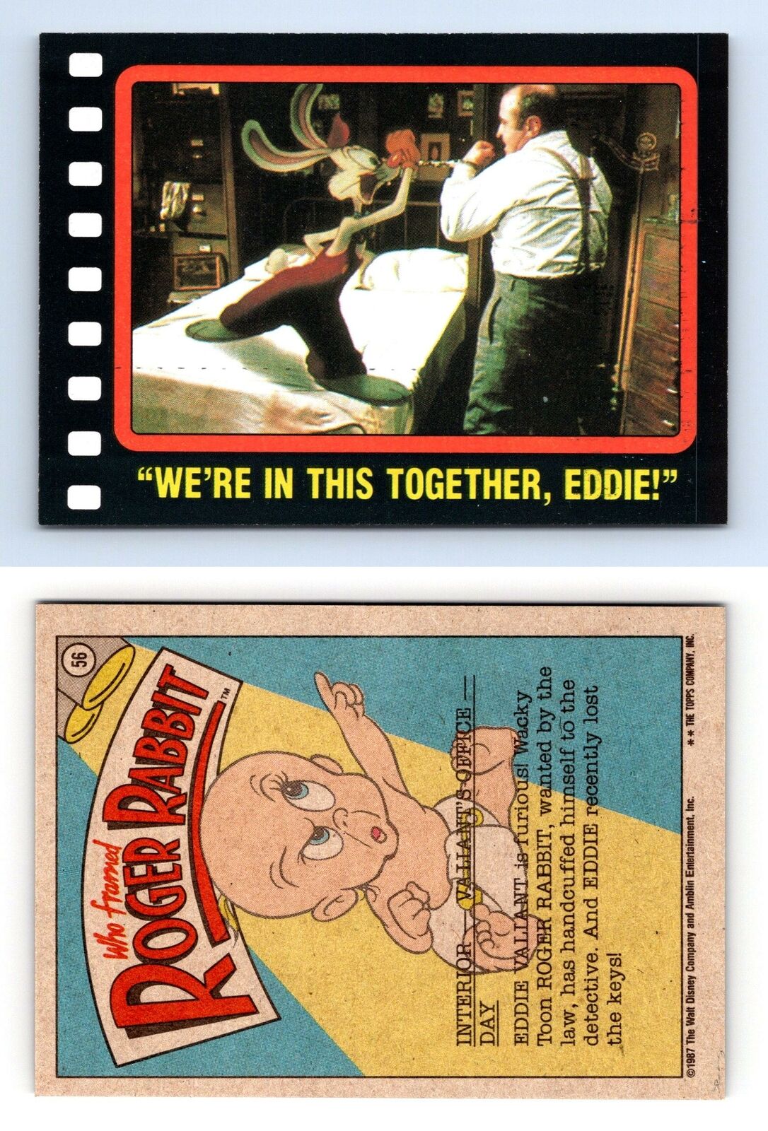 We're In This Together Eddie #56 Who Framed Roger Rabbit 1987 Topps Trading Card