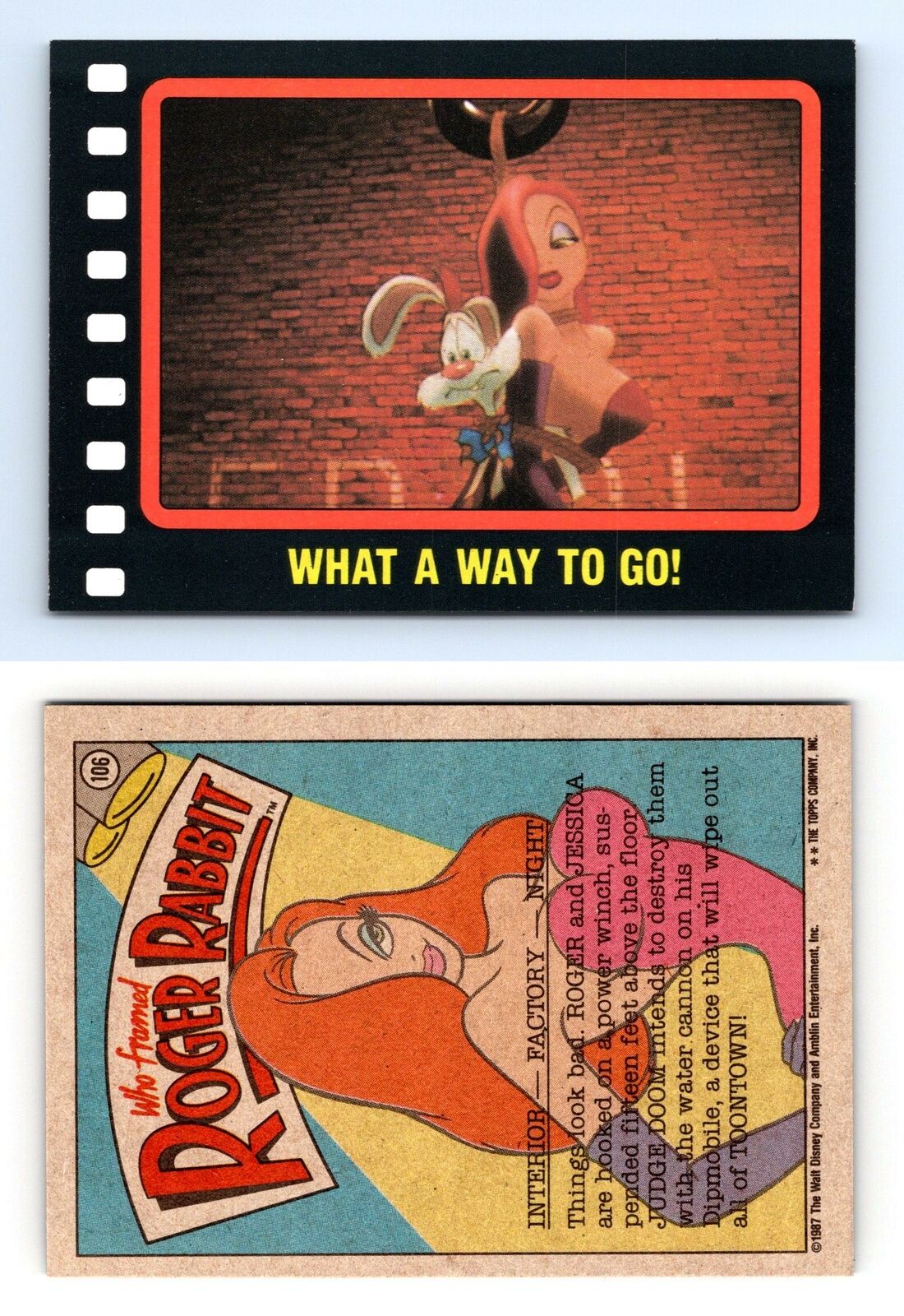 What A Way To Go! #106 Who Framed Roger Rabbit 1987 Topps Trading Card