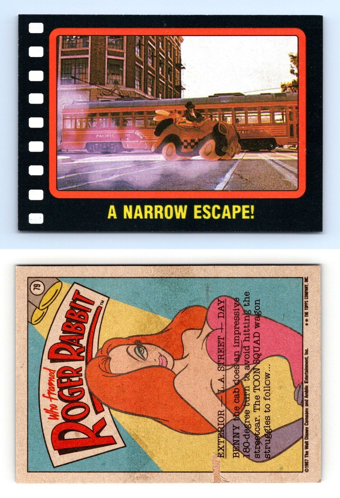 A Narrow Escape #79 Who Framed Roger Rabbit 1987 Topps Trading Card