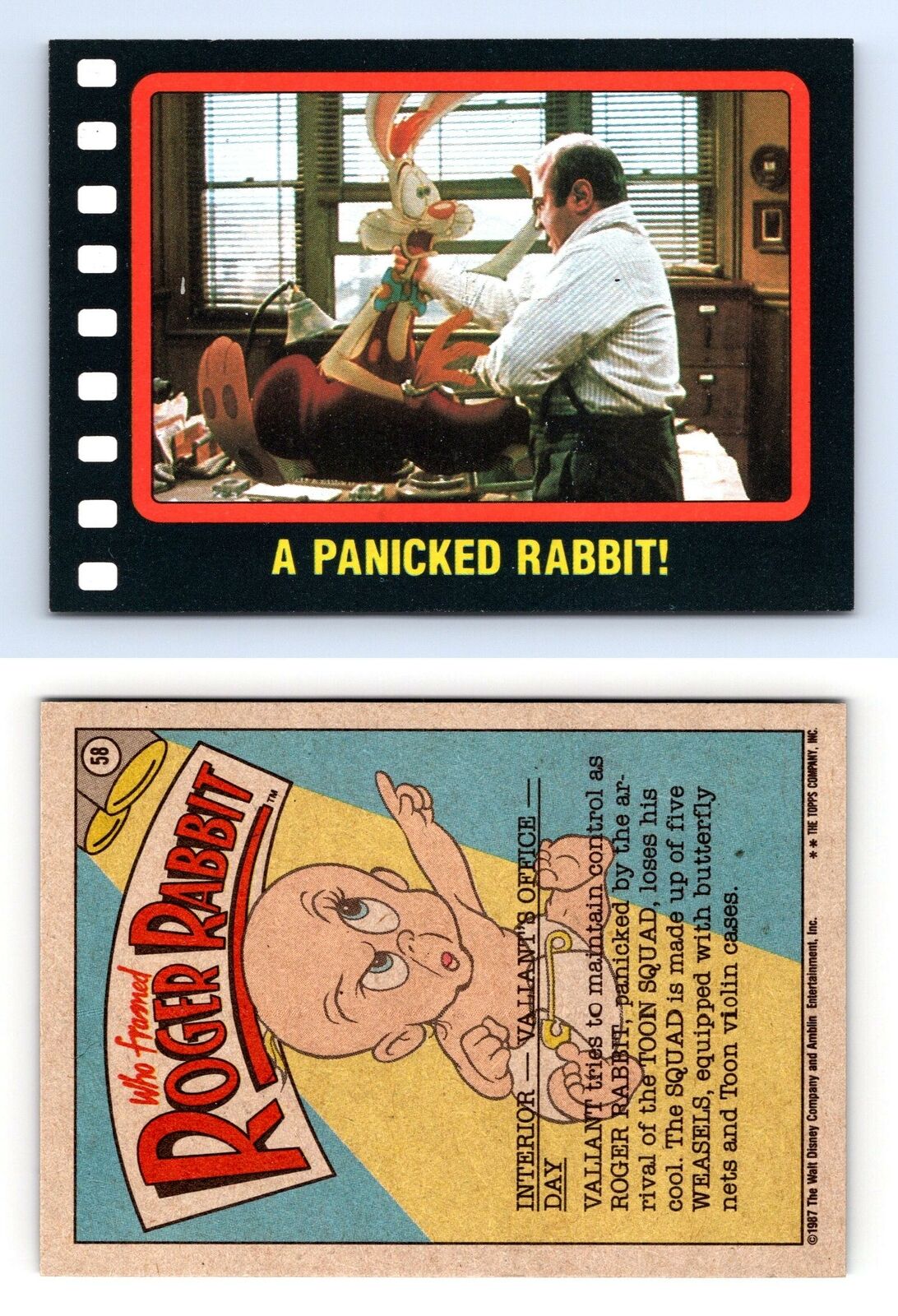 A Panicked Rabbit #58 Who Framed Roger Rabbit 1987 Topps Trading Card
