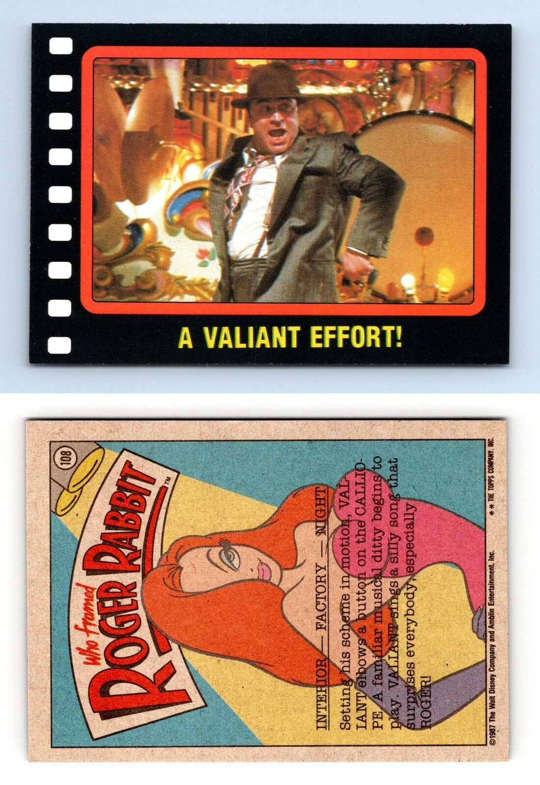 A Valiant Effort #108 Who Framed Roger Rabbit 1987 Topps Trading Card