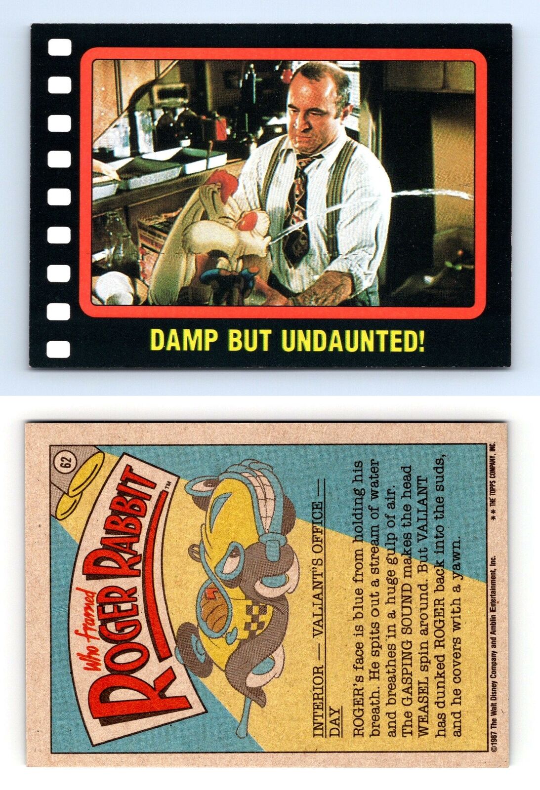 Damp But Undaunted #62 Who Framed Roger Rabbit 1987 Topps Trading Card