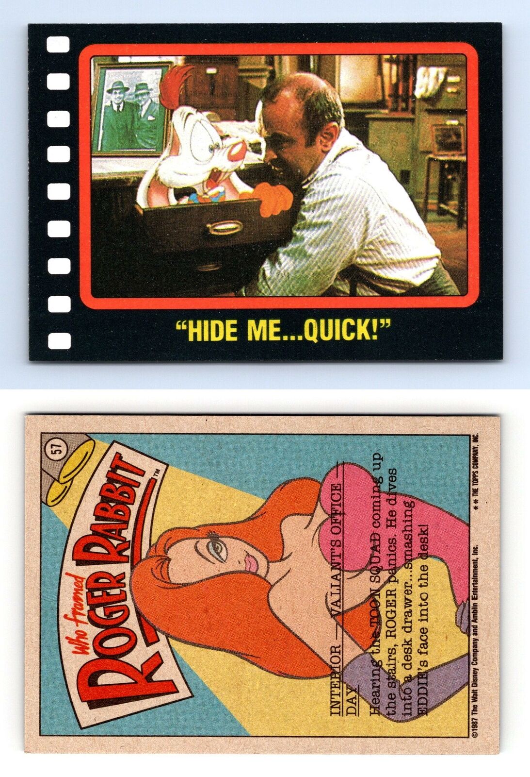 Hide Me... Quick #57 Who Framed Roger Rabbit 1987 Topps Trading Card