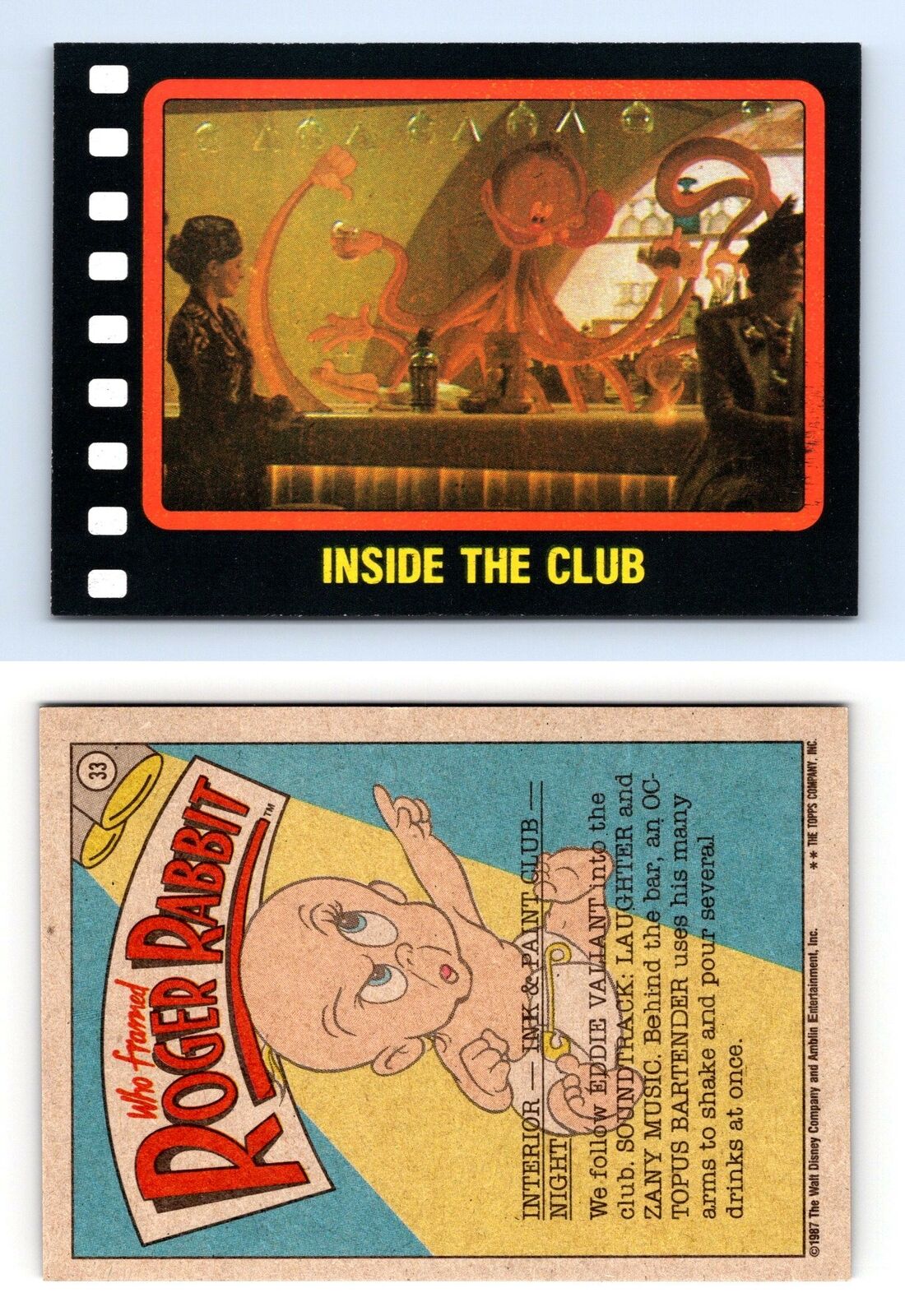 Inside The Club #33 Who Framed Roger Rabbit 1987 Topps Trading Card