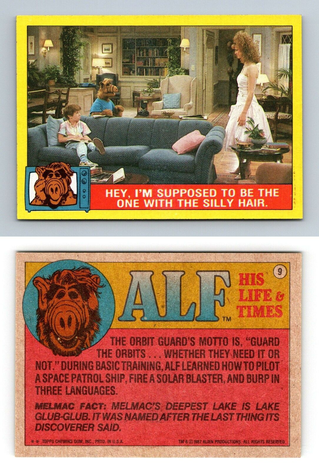 The One With Silly Hair #9 Alf 1987 Topps Large Trading Card