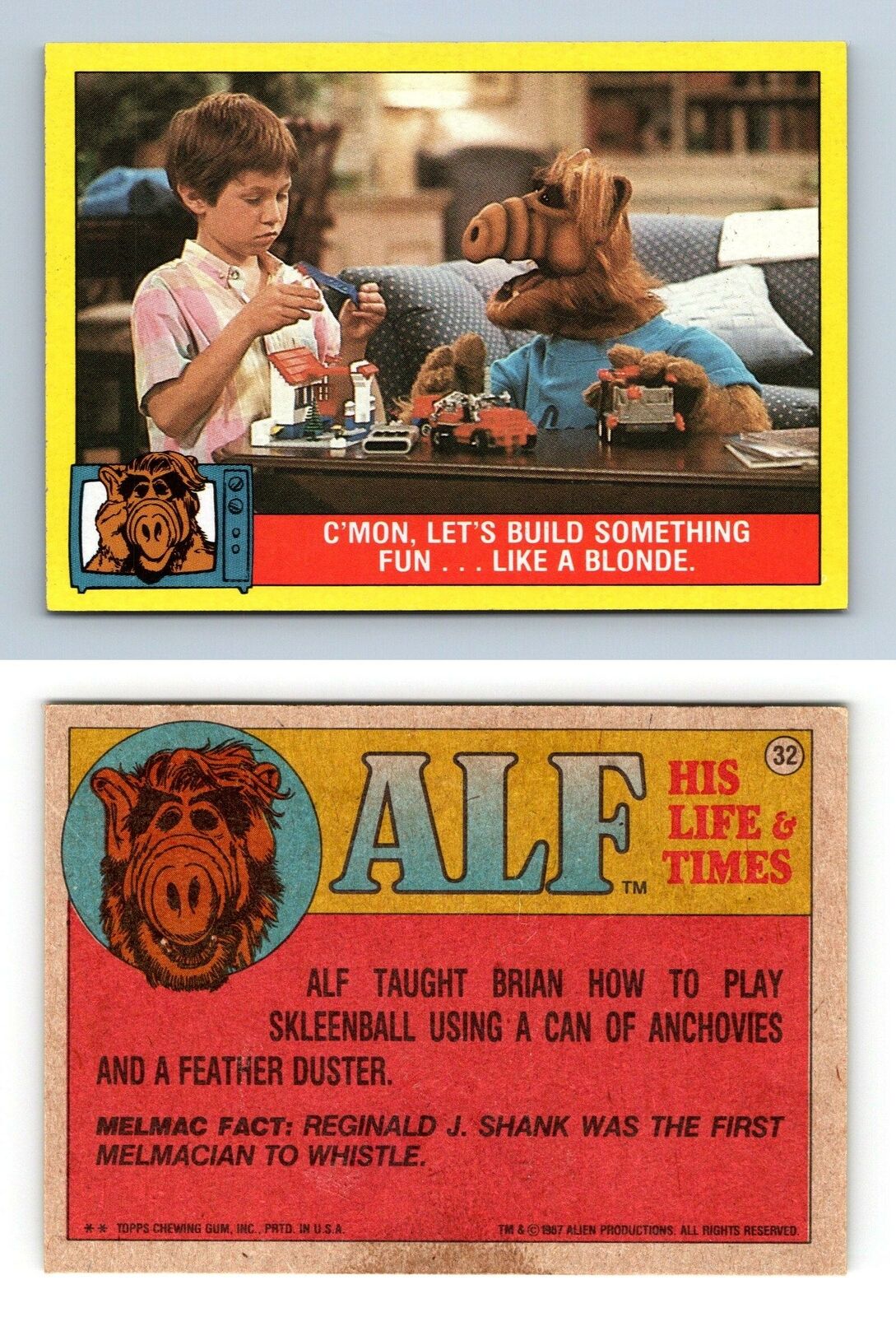 Let's Build Something Fun #32 Alf 1987 Topps Large Trading Card