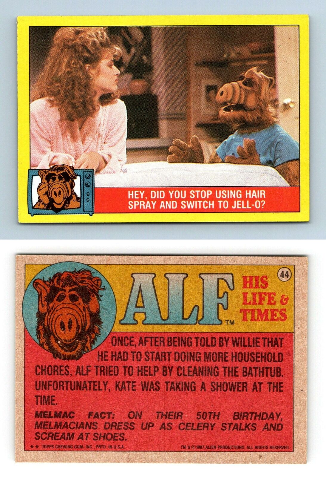 Did You Stop Hair Spray #44 Alf 1987 Topps Large Trading Card