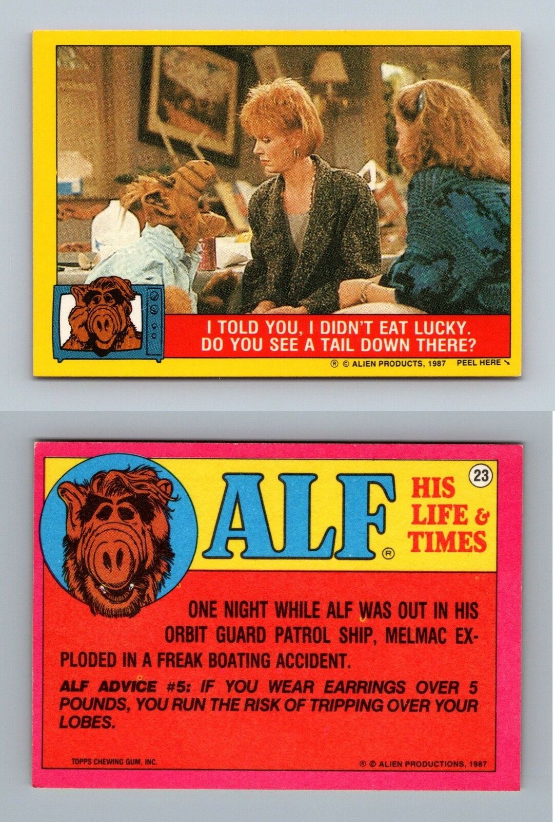 I Didn't Eat Lucky.. #23 Alf 1987 Topps Small Trading Card / Sticker