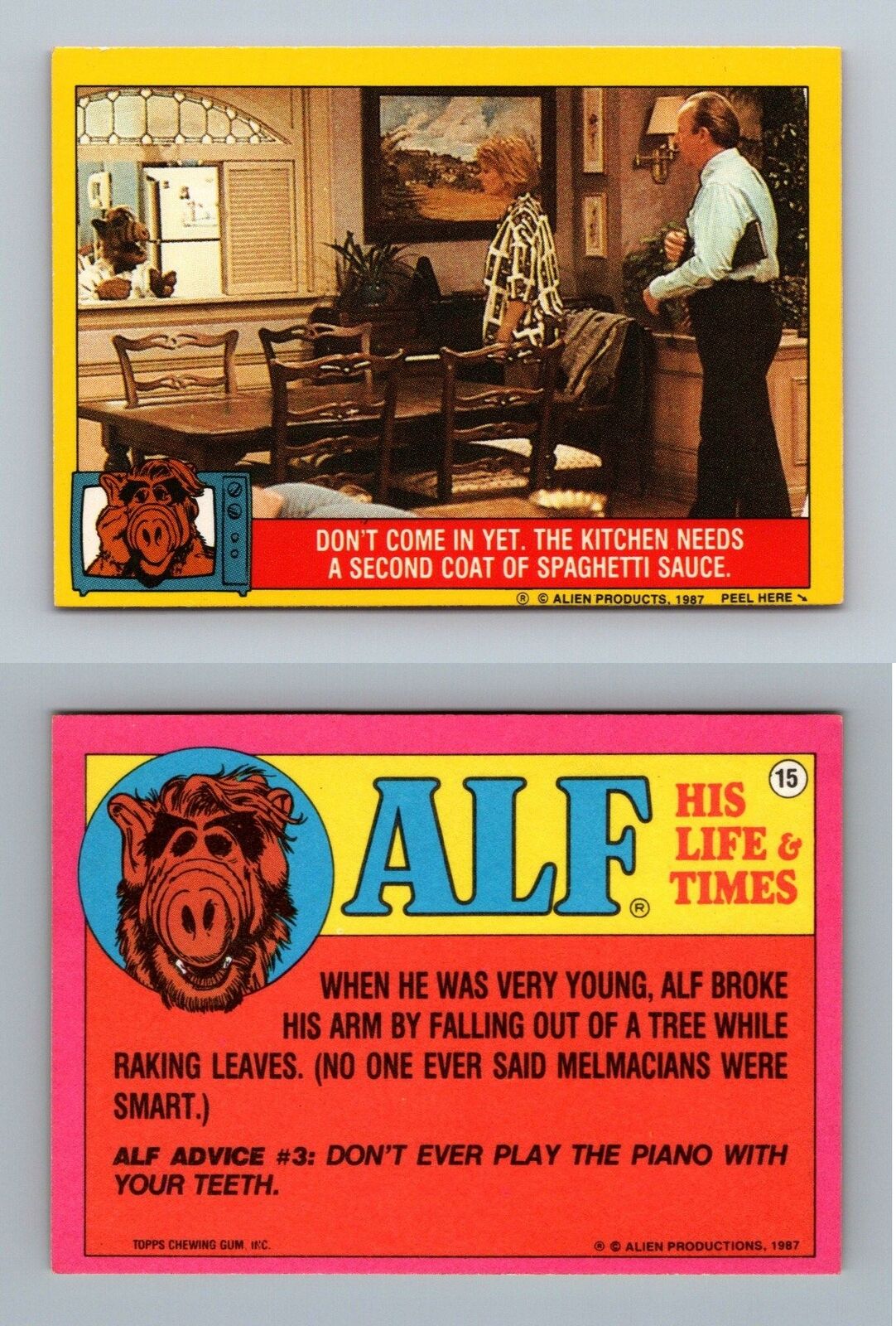 Kitchen Needs A Second Coat #15 Alf 1987 Topps Small Trading Card / Sticker