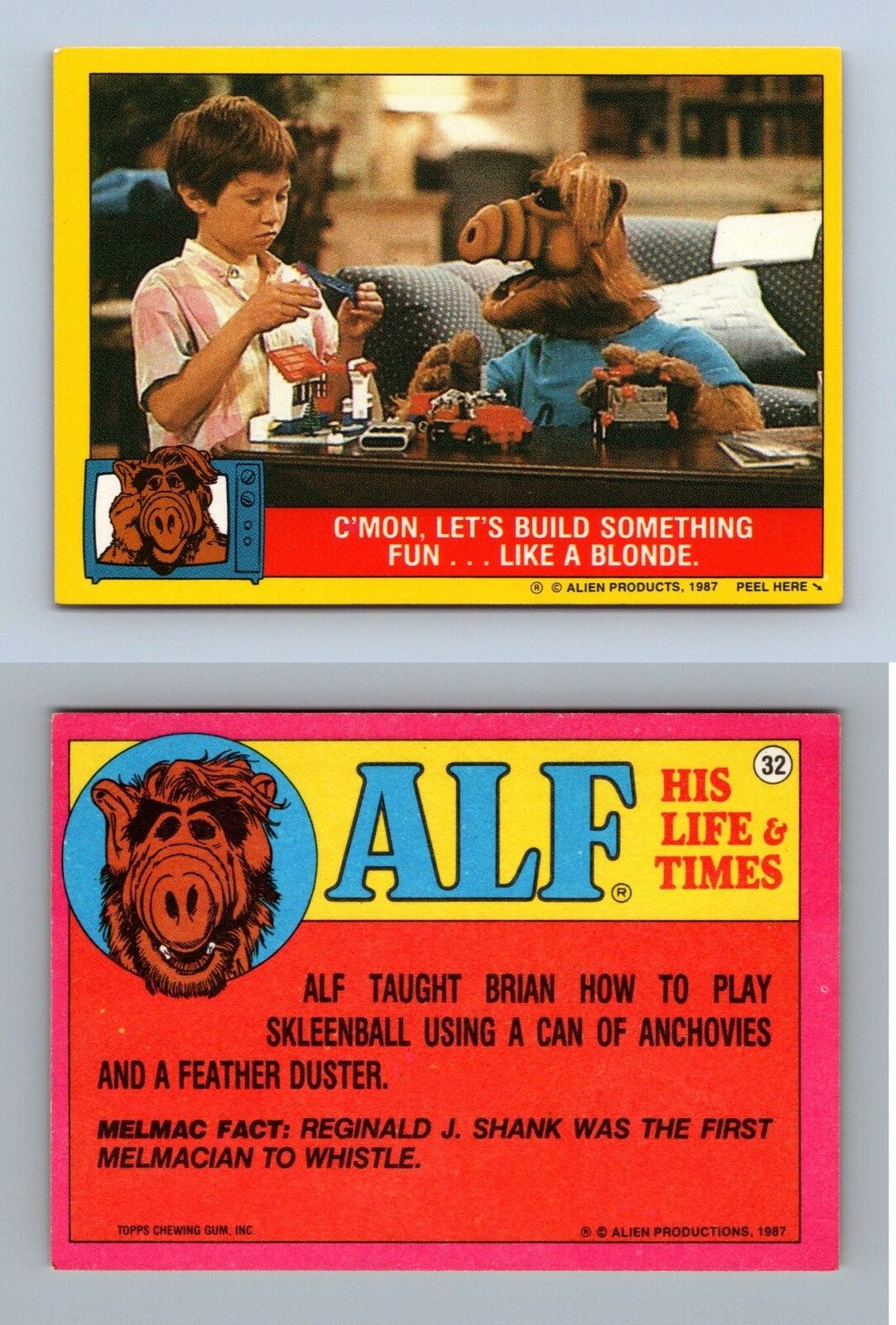 Let's Build Something Fun #32 Alf 1987 Topps Small Trading Card / Sticker