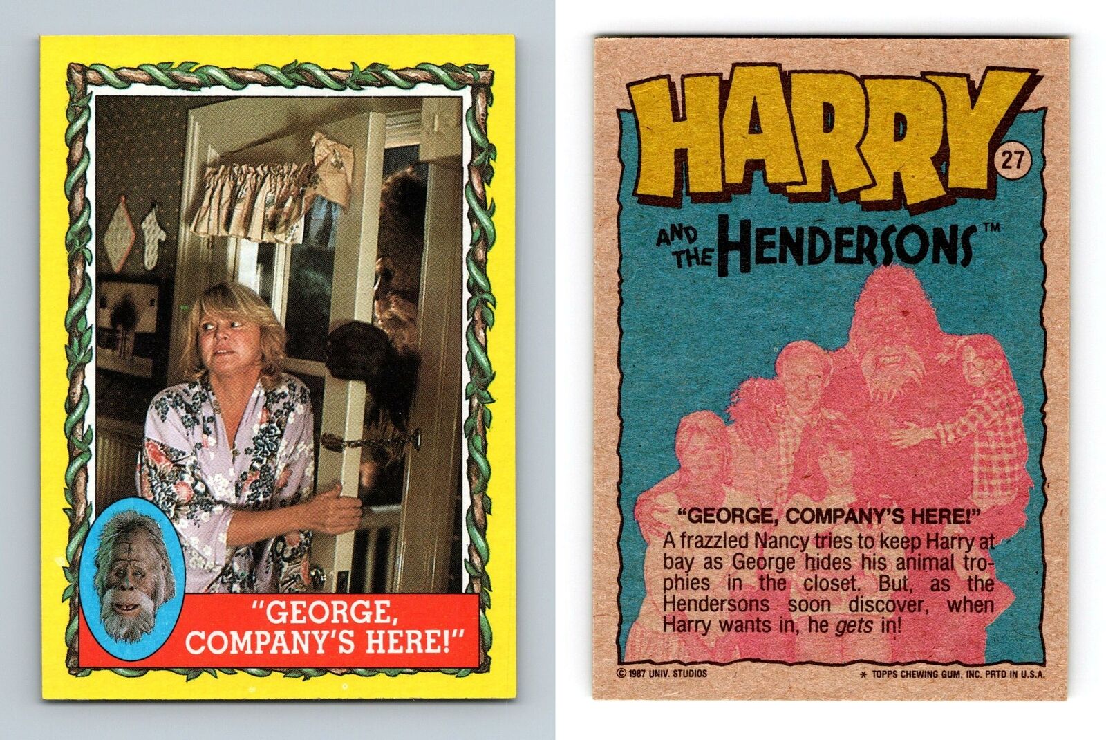 Company's Here #27 Harry & The Hendersons 1987 Topps Trading Card